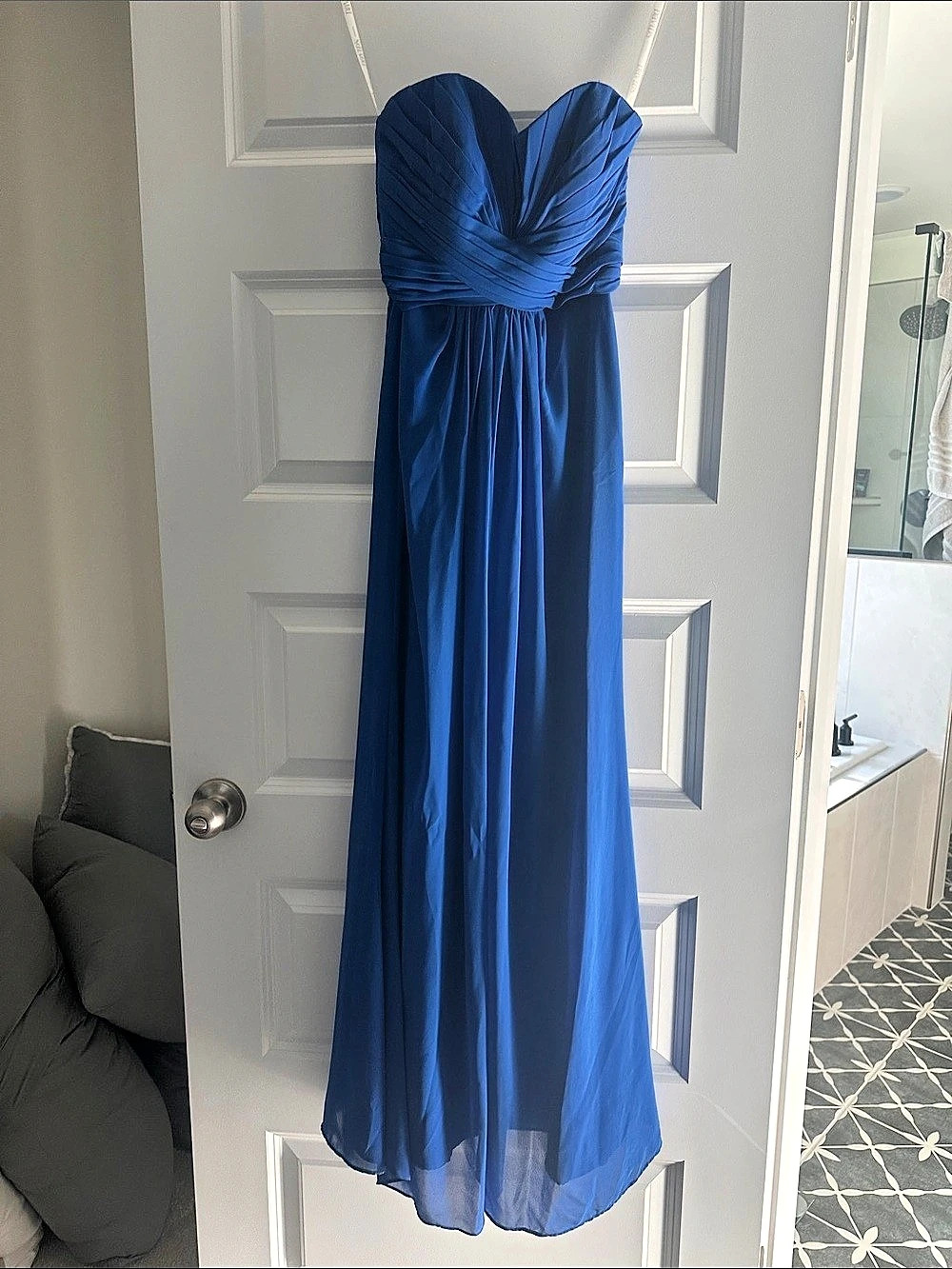David's Bridal Blue Maxi Dress Like New